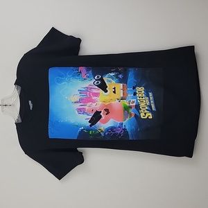 Sponge Bob Movie Black Graphic Short Sleeve T-Shirt Big Boy S